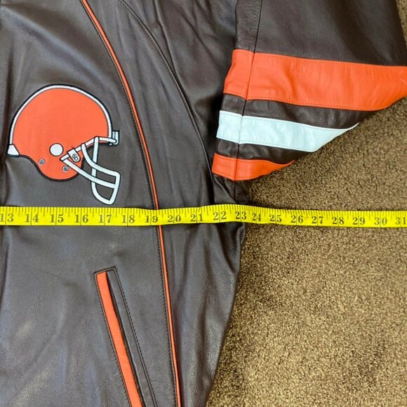 Cleveland Browns Leather Jacket by G-III Cow Leather High Quality BROWN MEDIUM - Picture 7 of 9
